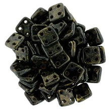 Load image into Gallery viewer, Czech QuadraTiles 6mm Jet Bronze Picasso Qty:10 grams