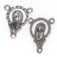 Rosary Connector 3 Ring Antique Silver Mary 12.5x16mm Qty:1
