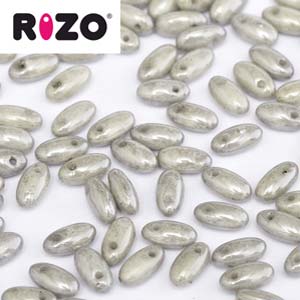 Czech Rizo Beads 2.5x6mm Grey Luster Qty:10 grams