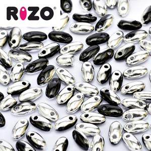 Czech Rizo Beads 2.5x6mm Jet Labrador Qty:10 grams