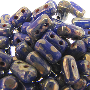 Czech Rulla Beads 3x5mm Opaque Blue Picasso Qty:10g