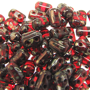 Czech Rulla Beads 3x5mm Ruby Picasso Qty:10g