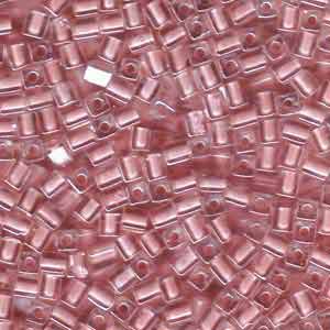 Miyuki Squares 4mm 0204 Crystal/Baby Pink Color Lined *D* Qty:10g