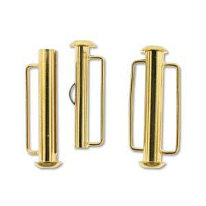 Gold Plated Slide Tube Bar Clasp 26.5mm Qty:1
