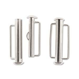 Silver Plated Slide Tube Bar Clasp 26.5mm Qty:1