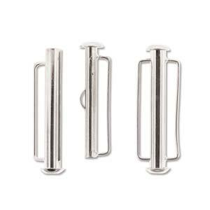 Silver Plated Slide Tube Bar Clasp 31.5mm Qty:1