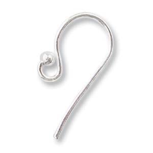 Sterling Silver Earring Hooks with Bead Loop-18mm-.24g Qty:10