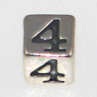 Sterling Silver Number Blocks 4.5mm-4 *D* Qty:1