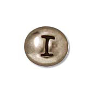 Plated Pewter Alphabet Bead Silvertone I by TierraCast *D* Qty:1