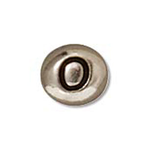 Plated Pewter Alphabet Bead Silvertone O by TierraCast *D* Qty:1