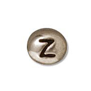 Plated Pewter Alphabet Bead Silvertone Z by TierraCast *D* Qty:1