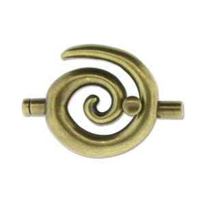 Antique Brass Plated Glue In Swirl Toggle 3.2mmID Qty:1