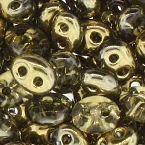 Czech Twin Beads 2.5x5mm Crystal Bronze Coated Qty:25 grams