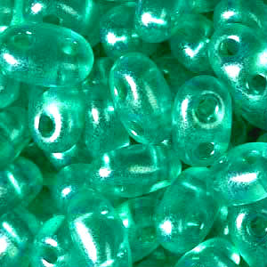 Czech Twin Beads 2.5x5mm Crystal Green Aqua Pearl Qty:25g