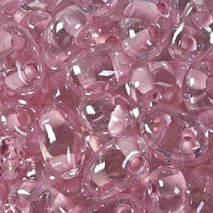Czech Twin Beads 2.5x5mm Crystal Pale Pink Color Lined Qty:25g
