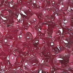 Czech Twin Beads 2.5x5mm Crystal Dark Rose Color Lined Qty:25g