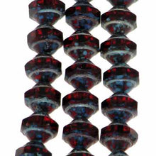 Load image into Gallery viewer, Czech UFO Beads 8X10mm Transparent Siam Ruby & Marble Qty:25 *D*