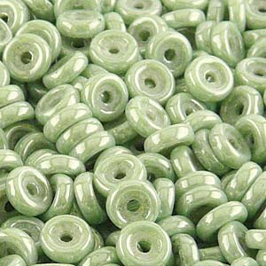 Czech Wheel Beads 6mm Chalk Light Green Luster Qty:10g