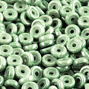Czech Wheel Beads 6mm Chalk Green Luster  Qty:10g