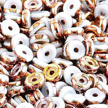 Load image into Gallery viewer, Czech Wheel Beads 6mm Chalk Capri Gold Qty:10g *D*