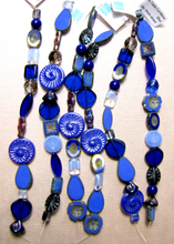 Load image into Gallery viewer, Czech Table Cut Mix Blue Qty: 6 inch strand