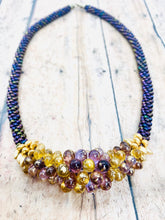 Load image into Gallery viewer, Czech Drop Bead 5x7mm Etched Mulberry & Grey Qty: 50