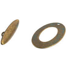 Load image into Gallery viewer, Patina Brass Finished Toggle Smooth Oval 27x30mm Qty:1
