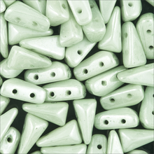 Load image into Gallery viewer, Czech Vexolo Beads 5x7mm White Green Luster Qty:20 beads *D*