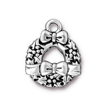 Load image into Gallery viewer, Antique Silver Wreath and Bow Toggle Clasp 17mm by TierraCast *D* Qty:1
