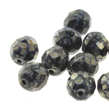 Load image into Gallery viewer, Czech Faceted Fire Polished Rounds 4mm Jet Picasso Qty:40 strung
