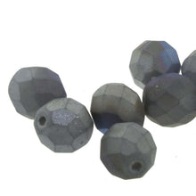 Load image into Gallery viewer, Czech Faceted Fire Polished Rounds 4mm Glittery Matte Graphite Qty:40 strung
