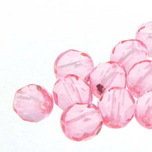 Load image into Gallery viewer, Czech Faceted Fire Polished Rounds 4mm New Rose Qty:38 strung
