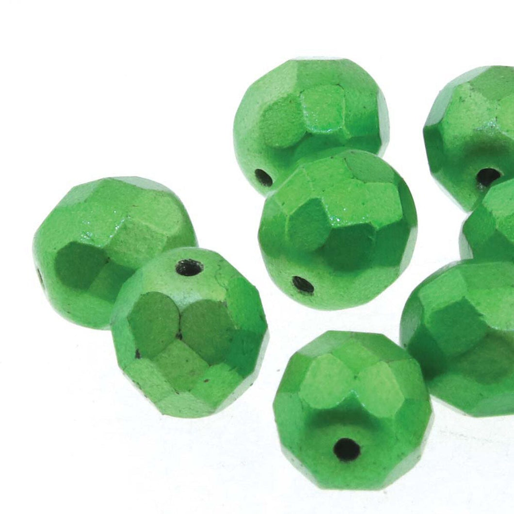 Czech Faceted Fire Polished Rounds 4mm Metalust Apple Qty:40 strung