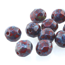 Load image into Gallery viewer, Czech Faceted Fire Polished Rounds 4mm Red Travertine Qty:40 strung
