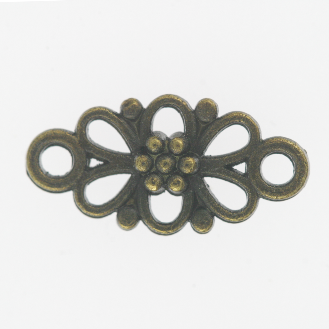Antique Bronze Plated Flower Connector Qty:1