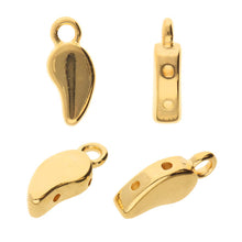 Load image into Gallery viewer, Paisley Duo Bead Ending 'Mamaku' 24k Gold Plated Qty: 1
