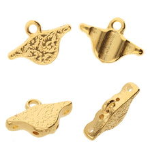 Load image into Gallery viewer, Paisley Duo Bead Ending 'Aosa' 24k Gold Plated Qty: 1
