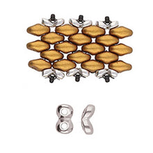 Load image into Gallery viewer, Superduo Side Bead 'Kaparia' Antique Silver Plated Qty: 1

