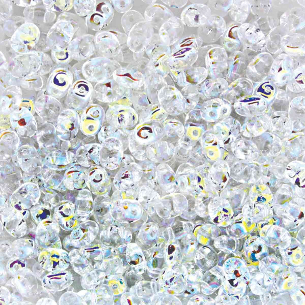 Czech Superduo Beads 2.5x5mm Crystal AB Qty: 10g