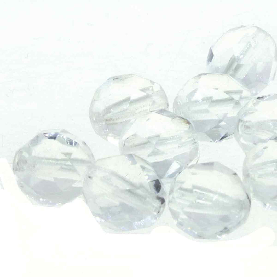 Czech Faceted Fire Polished Rounds 4mm Crystal Qty:50