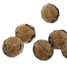 Load image into Gallery viewer, Czech Faceted Fire Polished Rounds 4mm Smoked Topaz Qty:50
