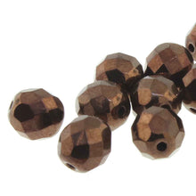 Load image into Gallery viewer, Czech Faceted Fire Polished Rounds 4mm Dark Bronze Qty:50
