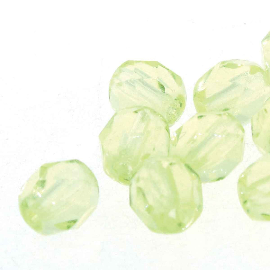 Czech Faceted Fire Polished Rounds 4mm Jonquil Qty:38 strung