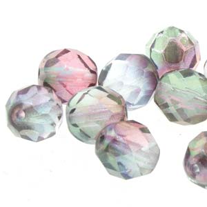 Czech Faceted Fire Polished Rounds 8mm Amethyst Aurum Qty:25