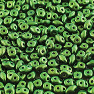 Czech Superduo Beads 2.5x5mm Gold Shine Dark Olive Qty: 10g