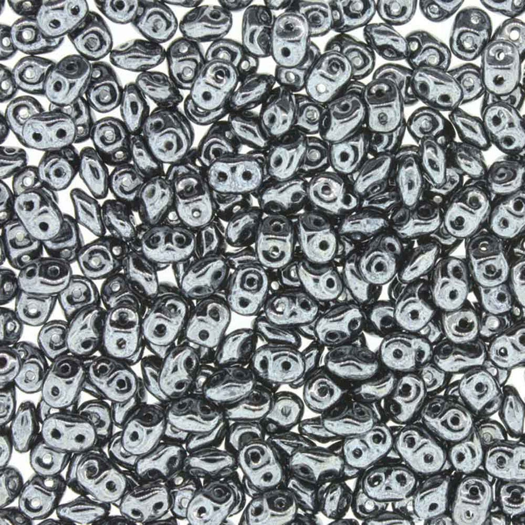 Czech Superduo Beads 2.5x5mm Jet Hematite Qty:10g