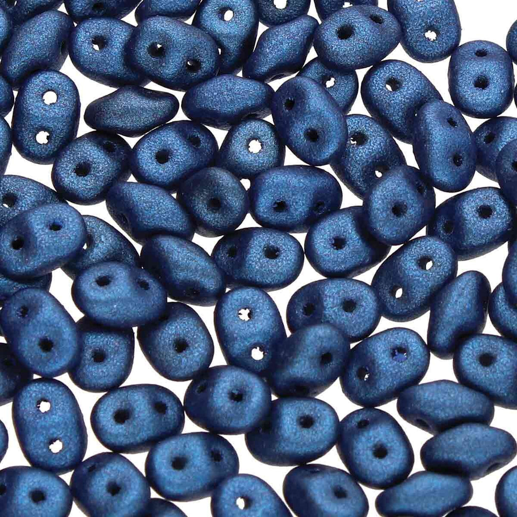 Czech Superduo Beads 2.5x5mm Jet Metallic Suede Blue Qty: 10g