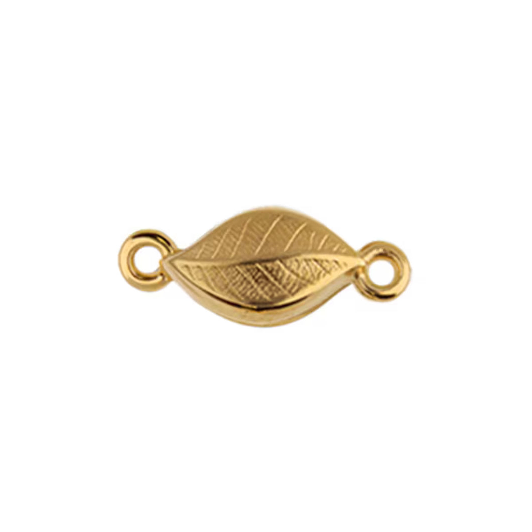 Gold Plated Magnetic Clasps Leaf 7.4x17.6mm Qty: 1