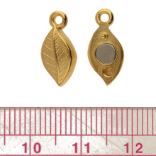 Load image into Gallery viewer, Gold Plated Magnetic Clasps Leaf 7.4x17.6mm Qty: 1
