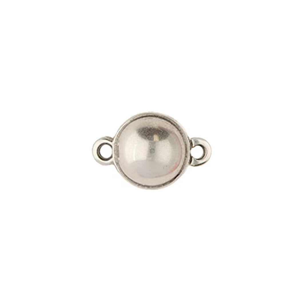 Antique Silver Plated Magnetic Clasps Sphere 10x15mm Qty: 1